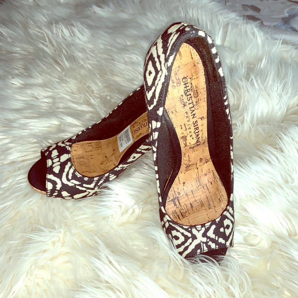 Christian Siriano Black & White Peep Toe Heels